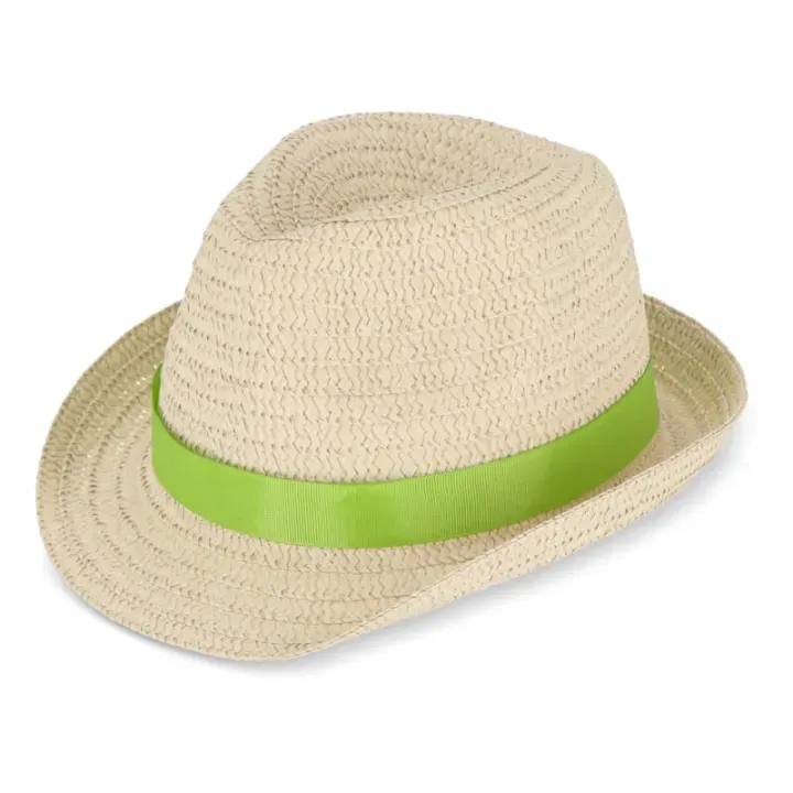 Plant straw hat with coloured band - LT90502 (N0032)